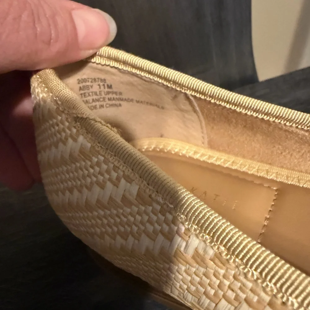 Kelly & Katie Abby Woven Pointed Toe Ballet Flats Bow Tan Beige 11M - Picture 11 of 13